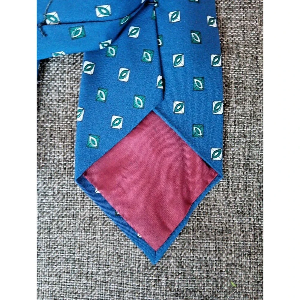Tie 70s 80s 90s Y2K Mens Ralph Lauren Silk Blue Green 3.75 Wide 58 Long